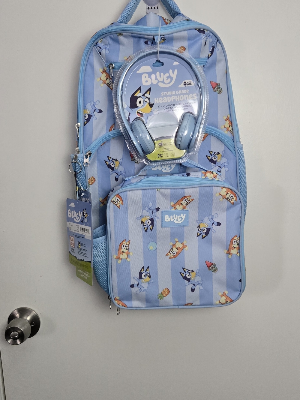 Bluey Light Blue Kids Backpack with Matching Headphones
